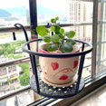 thumbnail image 1 of Hanging Railing Planters Flower Pot Holders Plant Iron Racks Fence Metal Potted Stand Mounted Balcony  Plant Baskets Shelf Container Box for Indoor&Outdoor Use-Black, 1 of 6