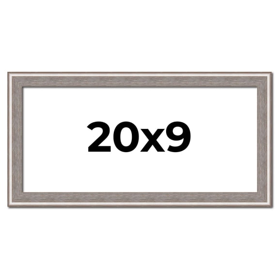 20x9 Frame Grey Real Wood Picture Frame Width 1.25 inches | Interior Frame Depth 0.5 inches | Hans