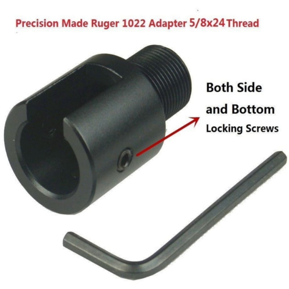 Black Aluminum Anodized Ruger 1022 10/22 Thread Muzzle Adapter 1/2x28 