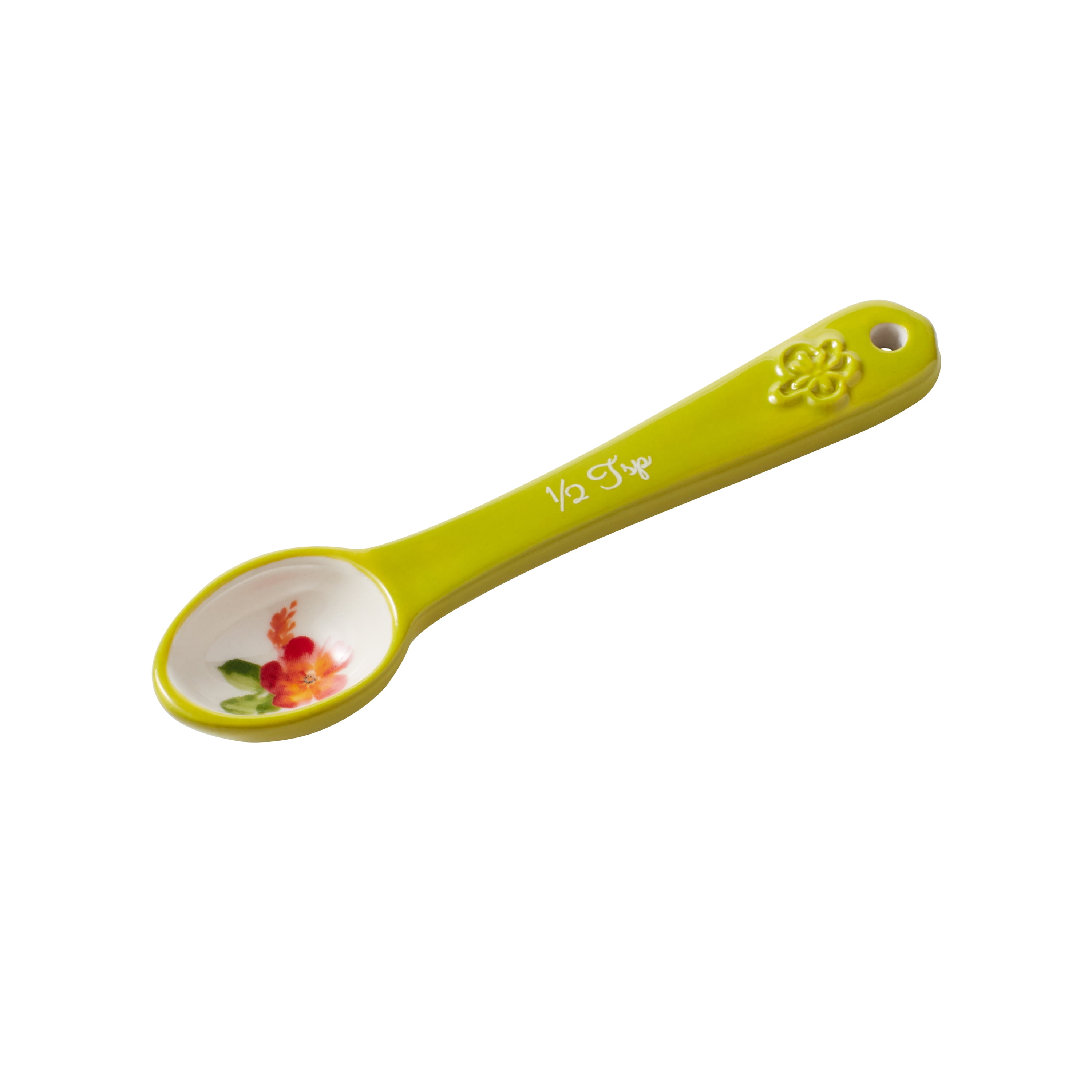 4 Pieces Ceramic Measuring Spoons Set - Cute Flower Printed Measuring Spoons