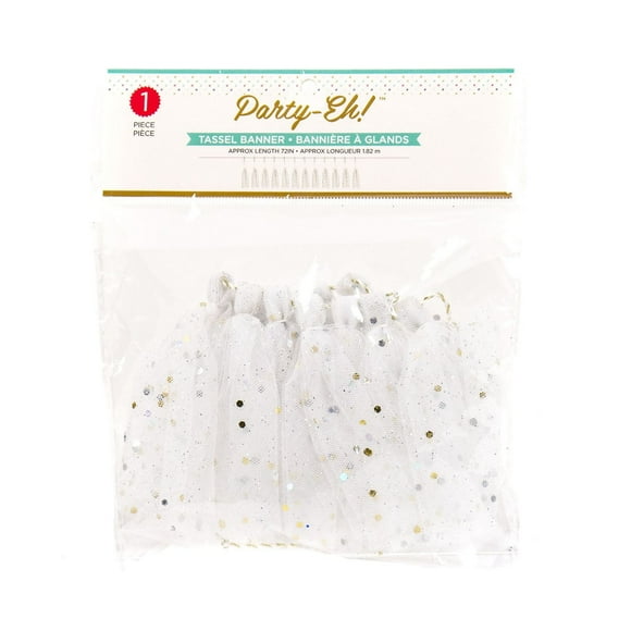 Party- Eh! Bannière à glands pailletée en tulle par Horizon Group USA