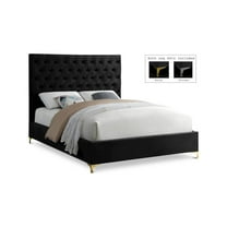 Meridian Furniture Cruz Solid Wood Tufted Velvet Queen Bed in Black