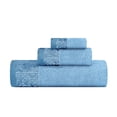 thumbnail image 2 of BNM Cotton Floral Border 3 Piece Assorted Towel Set, Waterfall, 2 of 6