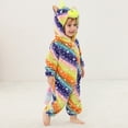 thumbnail image 3 of QEFJNO Newborn Infant Girls Cartoons Unicorn Romper Baby Winter Flannel Playsuit Toddler Hoodie Romper Jumpsuit with Zipper, 3 of 8