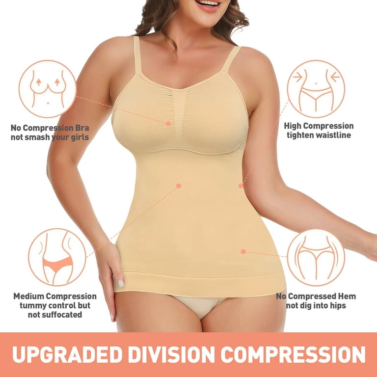 FITVALEN Women's Shapewear Cami Tummy Control Compression Tank Tops  Adjustable Straps Body Shaper Camisoles 