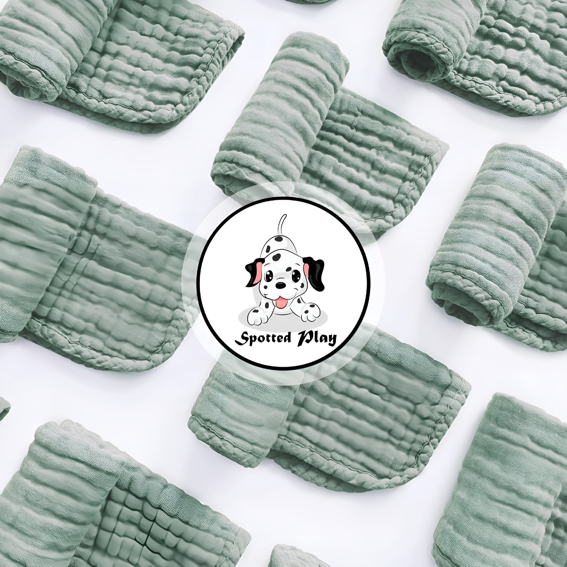 OQRKI Muslin Burp Cloths 100% Cotton Large 20''X10'' Extra Soft and Absorbent Baby Wash Cloths Spit Up Rags-Baby Burping Cloth for Boys Girls (12 Pack Green)
