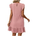thumbnail image 6 of Midi Dresses For Women Summer Casual Sleeveless Crew Neck Solid Color Flowy Pleated Mini Short Dresses for Women Trendy Pink S, 6 of 9
