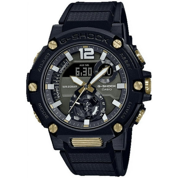 Casio G-Shock Men's G-Steel Bluetooth Tough Solar Gold Tone Pushers Black Watch GST-B300B-1A