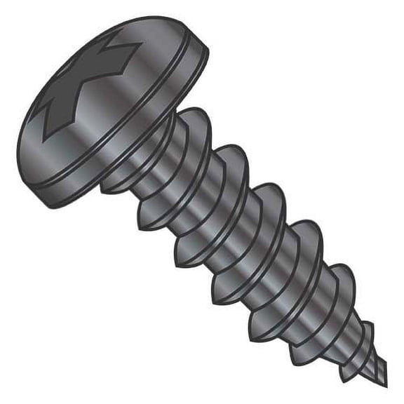 Self-Tapping Screw - Type A - Phillips Drive Pan Head - Black Oxide 18-8 Stainless Steel - 8-15 Thread - 1/2" Long