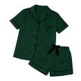 thumbnail image 6 of Women's 2-Piece Pajama Set, Short Sleeve Button-Down Collar Top with Pockets and Matching Shorts, Comfortable and Casual Sleepwear for Home Lounging-Blackish Green, 6 of 6