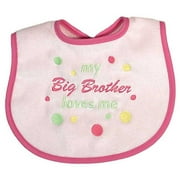 Baby Girls "Big Brother Loves Me" Embroidered Bib, Pink