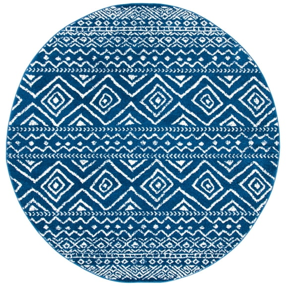 SAFAVIEH Tulum Merletta Oriental Area Rug, Navy/Ivory, 6'7" x 6'7" Round