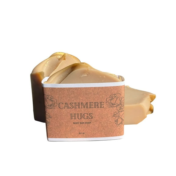 Cashmere Hugs Bath Soap, Scented Moisturizing Body Bar for Women's Skincare, 4.3 oz, Warm and Earthy. Gift Giving or Spa Basket