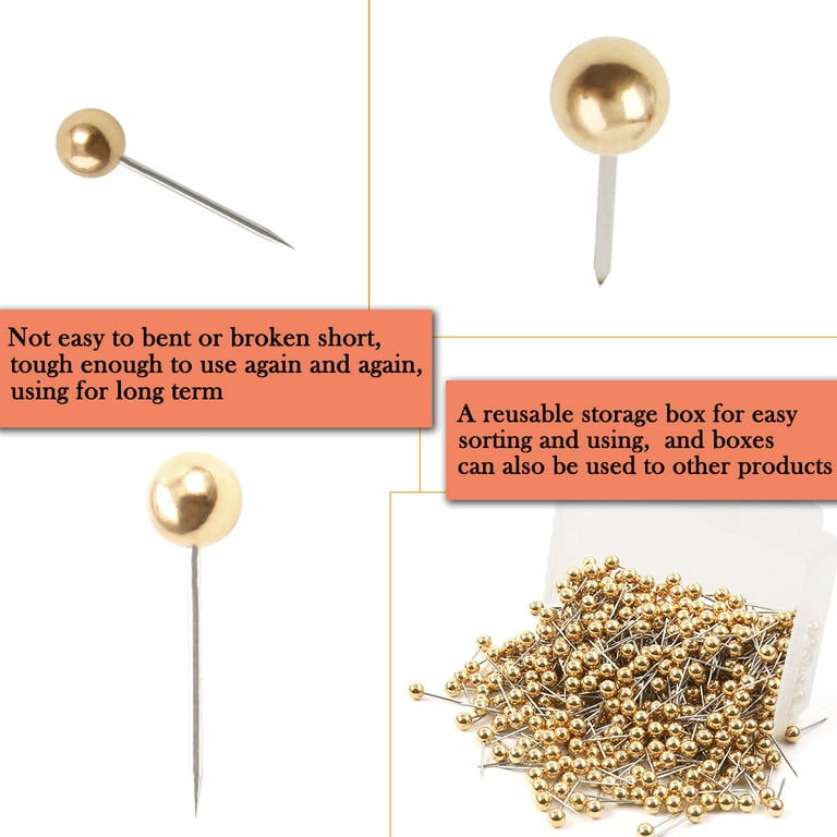 500pcs 1/8 Inch Push Pins Round Head Thumb Tacks for Home Office Cork  Boards Map Note Picture Hanging Gold Tone 