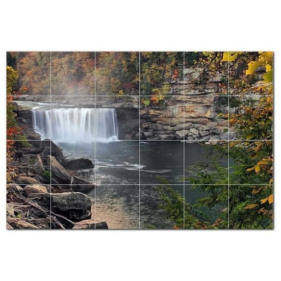 Waterfalls Ceramic Tile Mural Kitchen Backsplash Bathroom Shower, 401820-XL64