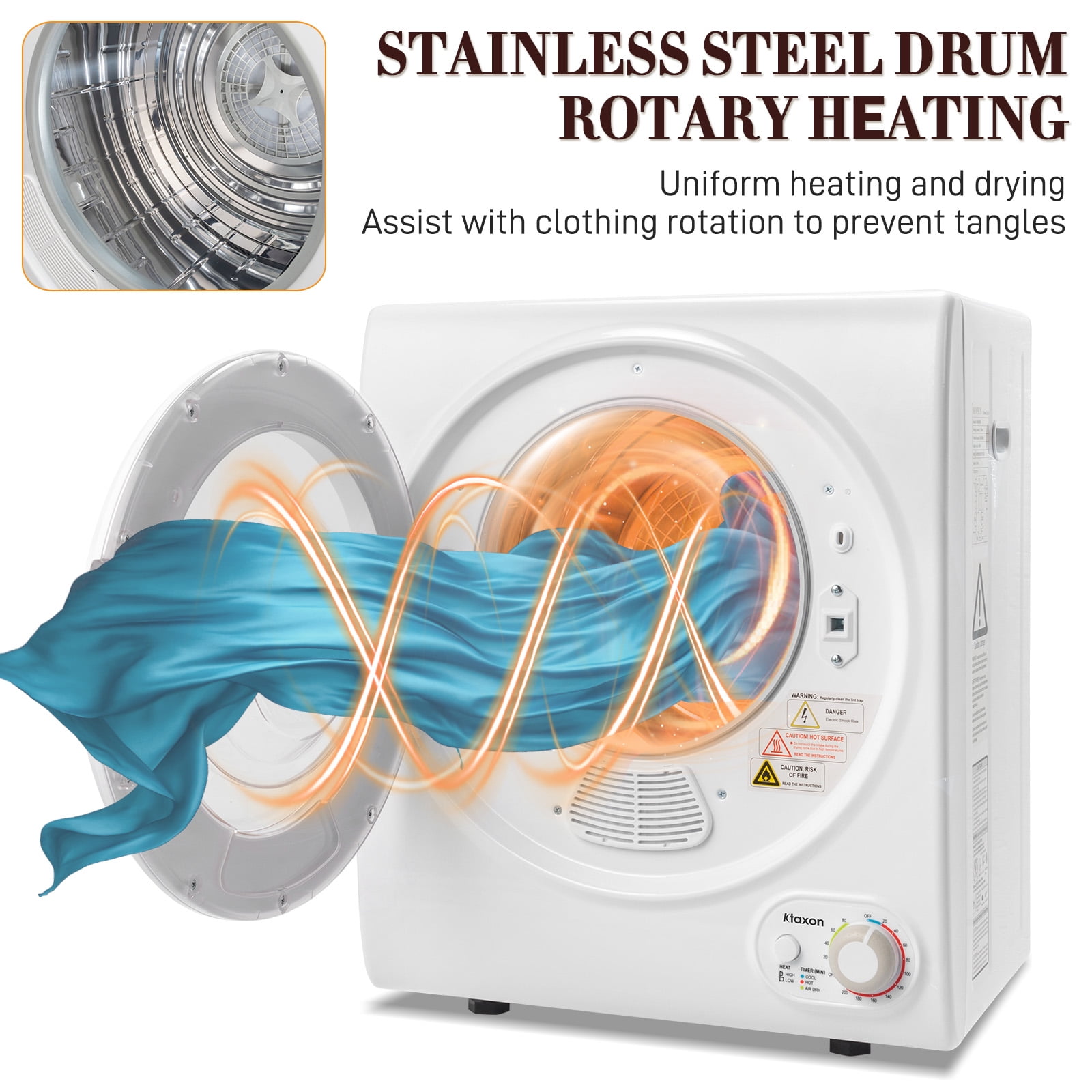 Ktaxon 25LBS Full Automatic Washing Machine and 1.6CuFt Portable Clothes Dryer Set, Compact Laundry Washer and Dryer Combo Set with Stainless Steel Inner Tub, for Apartment, Dorms, Home