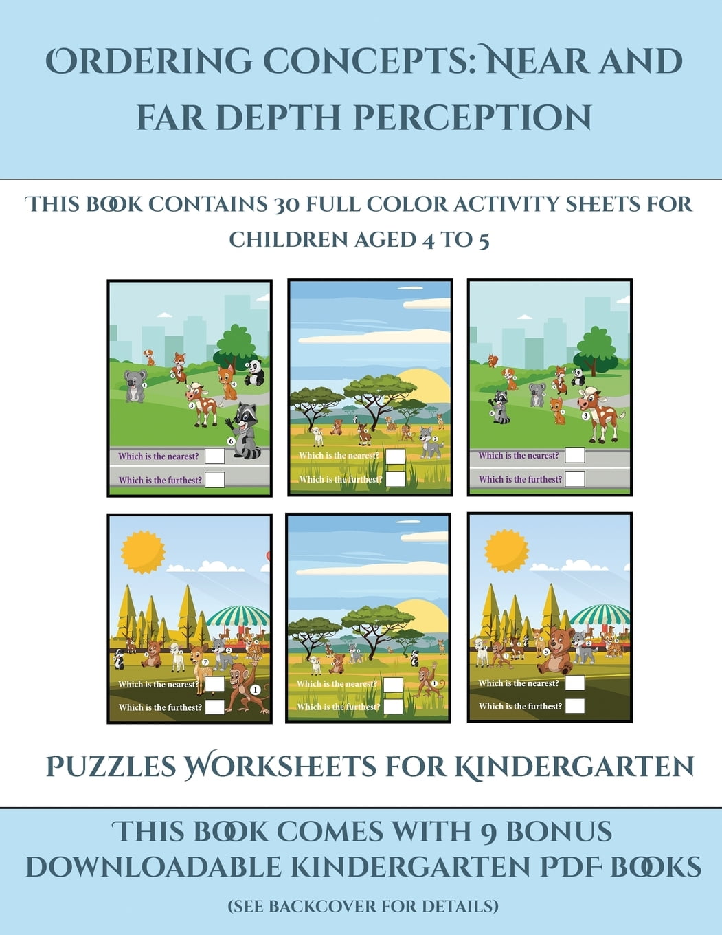 puzzles worksheets for kindergarten puzzles worksheets for kindergarten ordering concepts near and far depth perception this book contains 30 full color activity sheets for children aged 4 to 7 series 1 paperback walmart com