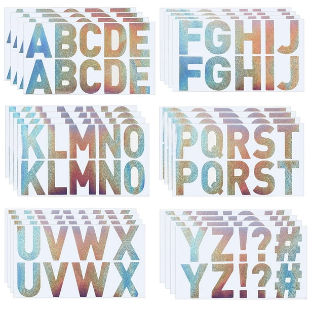 Etiquetas de Letras Uxcell, Calcomanías de Vinilo Autoadhesivas para Letras y Números para Manualidades de Arte Decoración del Hogar Plata Brillante 48