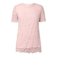 thumbnail image 4 of TYGHBN Women's Lace Top Crochet Crew Neck Short Sleeve Fashion Summer Loose Tee Casual T Shirt Ladies Athletic Wear Small Long Sleeve Shirt Active Womens Tops Summer Casual Tops for Women Large Women, 4 of 5