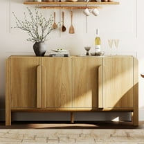 Modern 63" Wooden Sideboard Buffet Cabinet with Storage, Mid-century Credenza with Doors and Adjustable Shelves for Kitchen Living Room, Dining Room