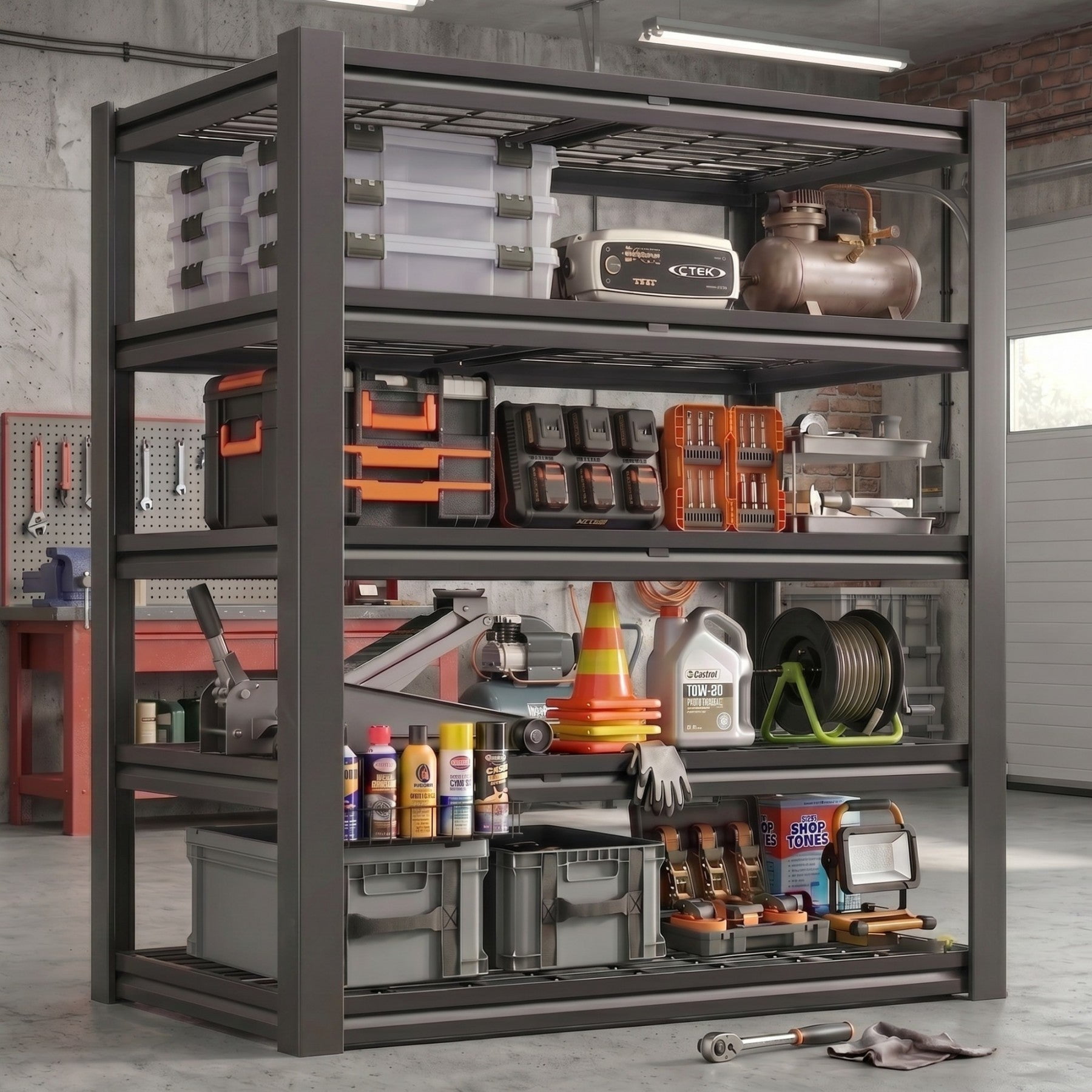 Sailvan 3000LBS Heavy Duty Garage Shelving, 5-Tier Adjustable Metal Storage Shelves, Industrial Steel Utility Rack, 48"W x 24"D x 72"H,Black