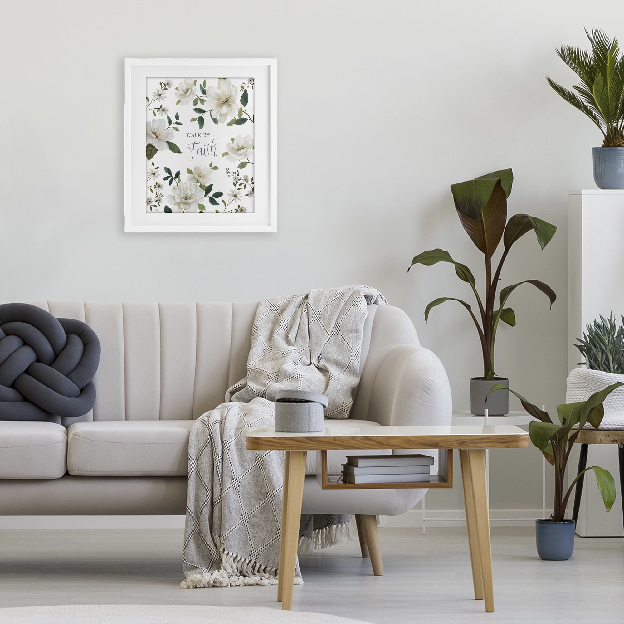 Stupell Industries Floral Walk By Faith White Framed Print Under Glass, design by Nan