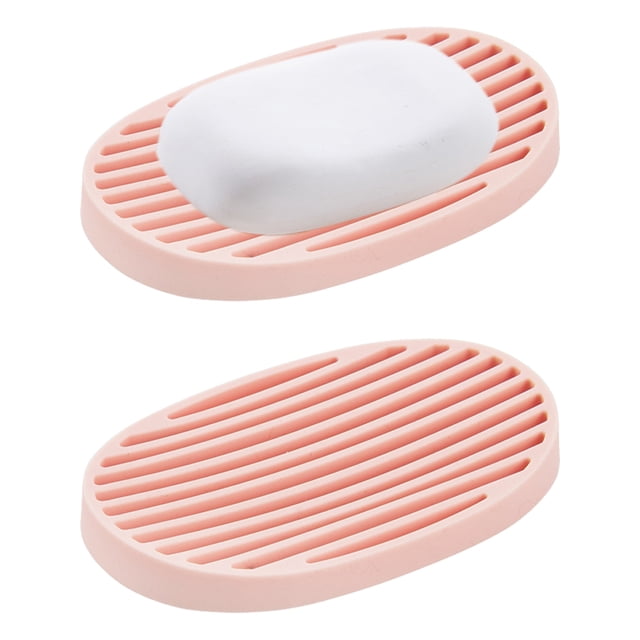Jabonera de silicona: bandeja organizadora ecológica, fácil de limpiar, para baño y fregadero de cocina, juego de 2