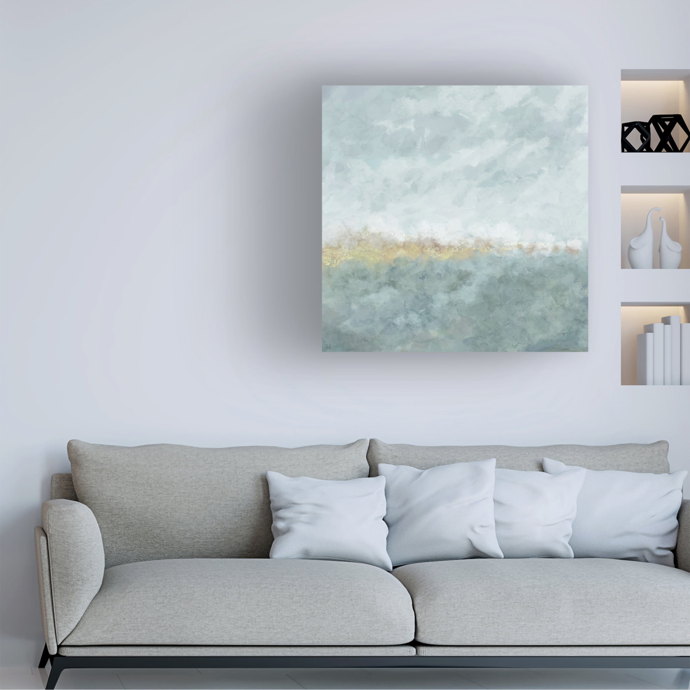 Canvas Wall Art - Line and Brush 'Soft Fog Marsh' Wall Art for Living Room, Bedroom, or Office Décor by Trademark Fine Art - 35 x 35 Inches