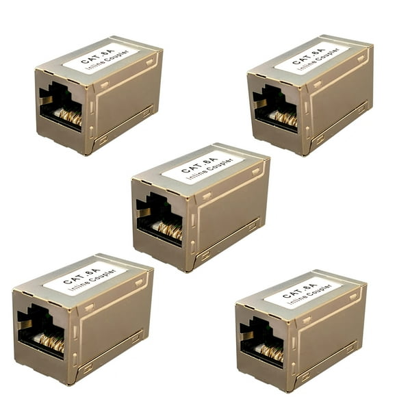 5 Pack RJ45 Coupler, Female to Female Network Connector Inline Adapter Keystone for Ethernet Cat6A Cable Extender