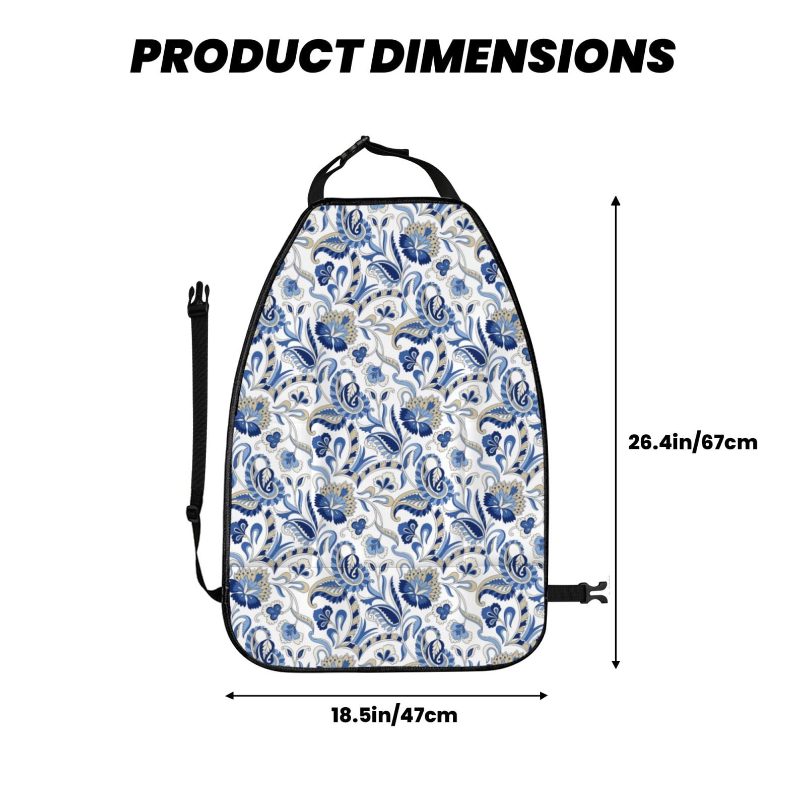 Xecao Blue Paisley Pattern Car Seat Back Protector 2 Pack Large Capacity Pocket, Kick Mats Back Seat Protector