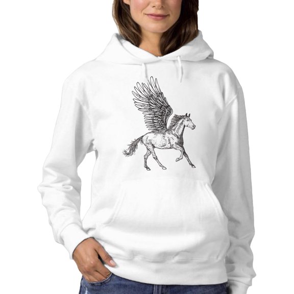White Pegasus Hoodie Women -SPIdeals Designs, Female 4X-Large