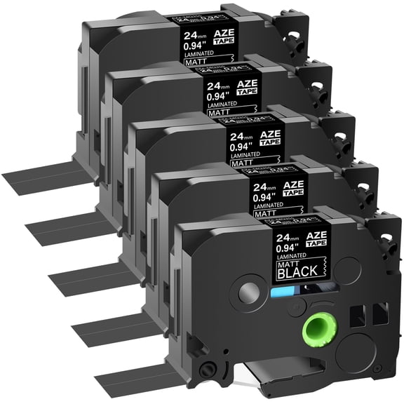 GREENCYCLE 5 Pack Compatible for Brother P-touch TZe MQ355 TZ-MQ355 24mm 0.94 Inch 1" White on Matte Black Laminated AZE Label Tape for PT2730 PT9600 PTD600VP PTD800W PTH500LI PTP700 PTP710BT PTP750W
