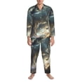 thumbnail image 3 of Naloa Space White Horse Men’s Pajamas Set - Long Sleeve Button Down Sleep Shirt and Pajama Bottoms Sleepwear Set-Large, 3 of 7