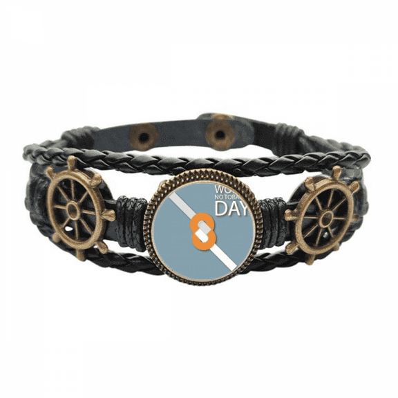 Logo Quit Smoking Is Difficult Leather Braided Ocean Bracelet Wristband