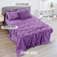 thumbnail image 2 of LUX Décor Paisley King Sheet Set – 6 Piece Ultra-Soft Microfiber Bed Sheets with Flat Sheet, 16 Inches Deep Pocket Fitted Sheet & 4 Pillowcases, Breathable, Bedroom Decor, Oeko-TEX – Purple, 2 of 7