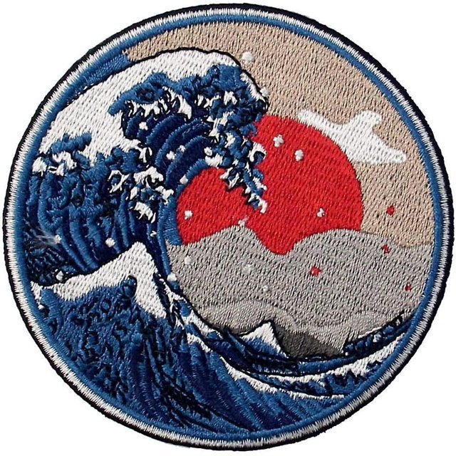 parche Brod En Forme De Grande Vague Au Large De Kanagawa, Coudre Ou Coller Avec Fer Repasser