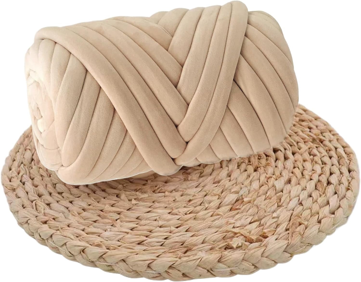 Hand Knitting Chunky Blanket Yarn : Big Twist Yarn for Arm Knitting,Soft Cozy Giant Yarn,Super Chunky Yarn for Knitting Blankets, Doormats, Pet Houses, Cushions and Rugs,26Yards,1.1 lbs (Beige)