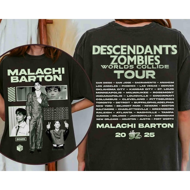 Disney Malachi Barton T-shirt, Descendants Zombies Worlds Collide Tour, The Rise Of Red Te - Black - L