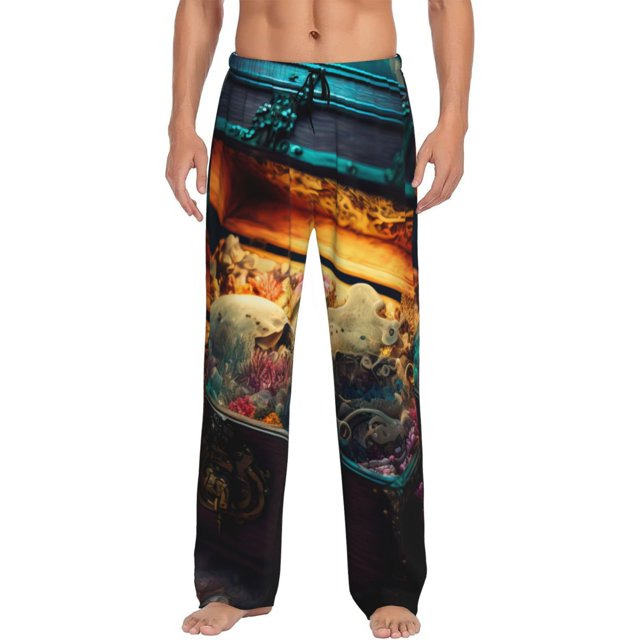 Fotbe Underwater Treasure Chest Pantalones de Pijama para Hombre, Pantalones de Dormir, Pantalones de Casa con Cintura Ajustable y Bolsillos-XX-Large