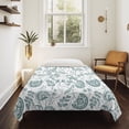 thumbnail image 4 of Boho Teal Green Floral Tapestry for Bedroom Wall Hanging Tapestry, Vintage Farmhouse Paisley Leaf Ceiling Backdrop Tapestries Poster Blanket Wall Decor for Teens Room Living Room Dorm 51" x 59", 4 of 8