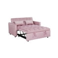 thumbnail image 4 of BSHTI 54” Pull-out Sleeper Sofa Bed,Solid Wood Frame,3 Adjustable Rreclining Angles,Two Matching Pillows,Easy Assembly,Velvet Fabric Loveseat,Pink, 4 of 7