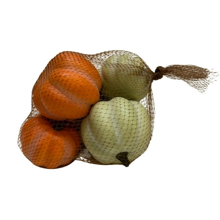 Mini Foam Pumpkins Tabletop Decor, Orange & Green, 5 Count, Fall by Way To Celebrate