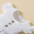 thumbnail image 4 of Bébé Filles Vol Manches Romper Mode Couleur Unie Bouton Cou Volant Triangle Combinaisons, 4 of 7
