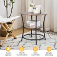 thumbnail image 5 of Costway 2 PCS 2-Tier Sofa Side End Table Round Nightstand with Sturdy Metal Frame Oak, 5 of 10