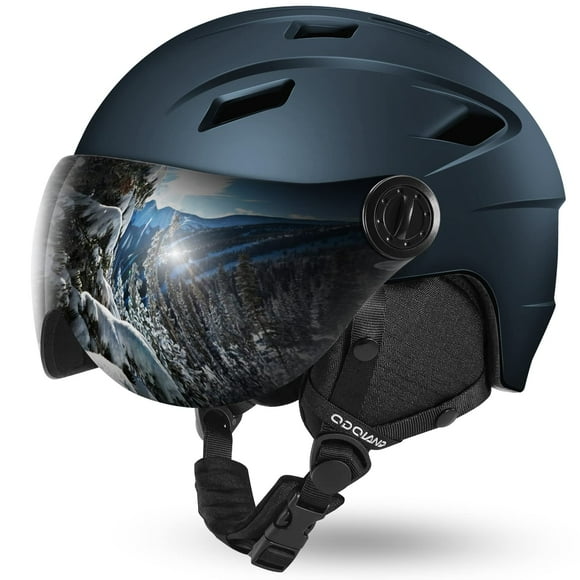 Casco Odoland para deportes de nieve con gafas, color azul medianoche, talla M