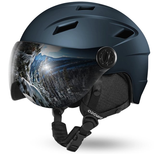 Casco Odoland para deportes de nieve con gafas, color azul medianoche, talla M