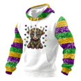 thumbnail image 4 of IWRICH Men's Mardi Gras Hoodies Fall Casual Cute Printed Hooded Sweatshirt Long Sleeve Casual Rave Tees with Pocket 01-White XXL, 4 of 4