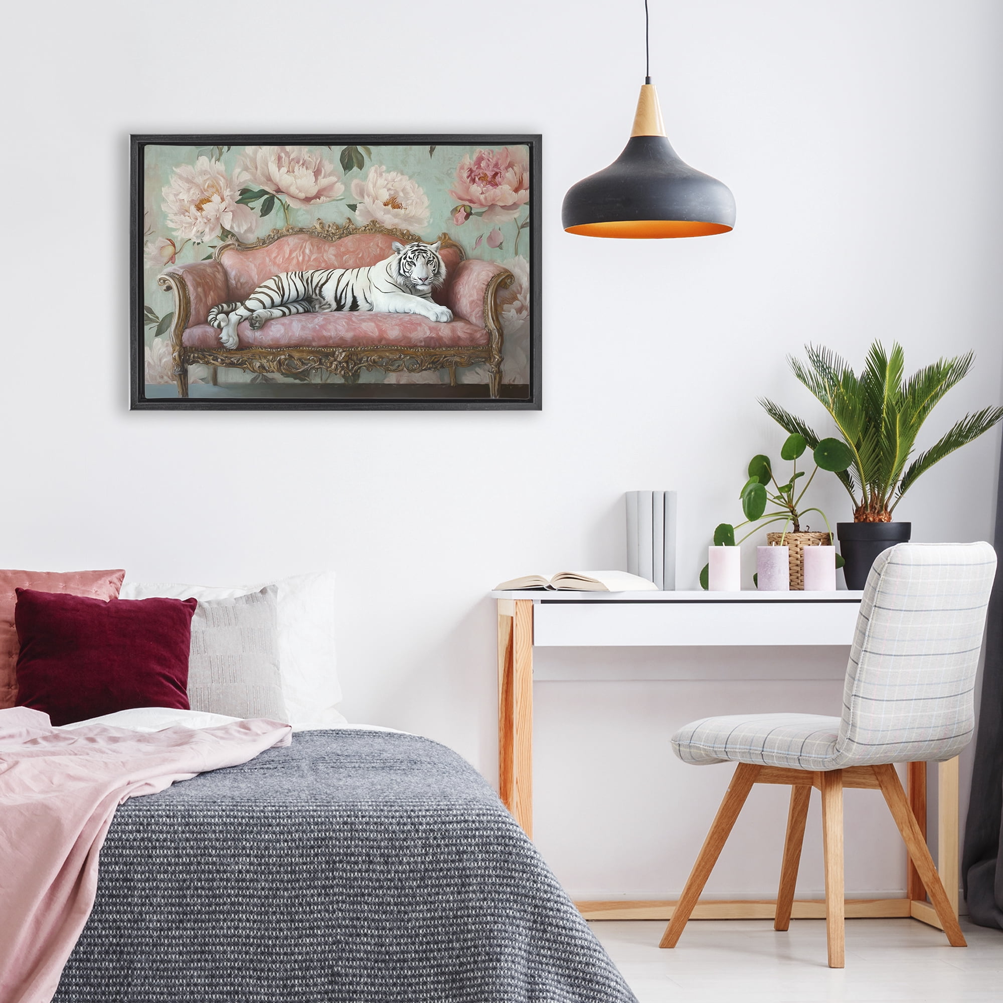 Stupell Industries Where The Tiger Dreams Black Framed Floater Canvas Wall Art, design by Tina LeCour