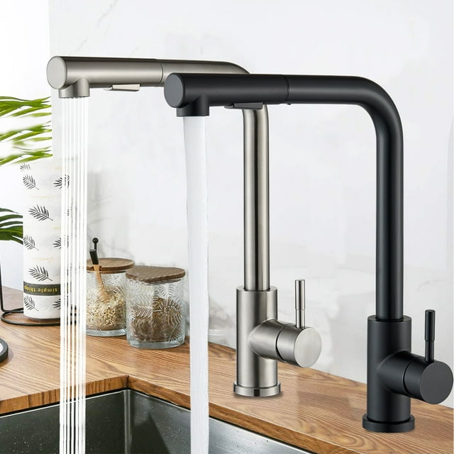 Conquer Your Kitchen With A Modern Brushed Nickel Faucet, Hot And Cold Water Mixer Ensures Precise Temperature Control, Dual Spray Modes Adapt To Any Task
