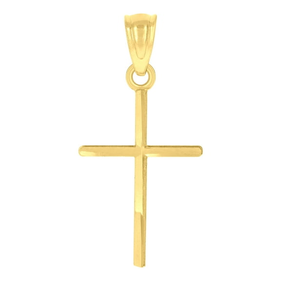 10k Yellow Gold Unisex Cross Religious Charm Pendant Pendant Necklace for Men Women